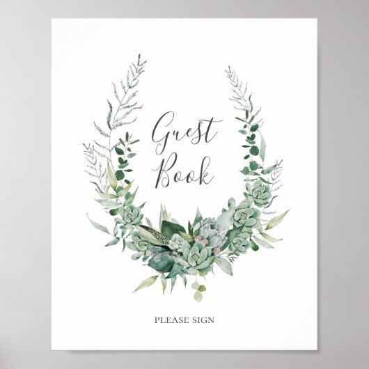 Succulent Greenery | Ondertekening van het gastboe Poster (Voorkant)
