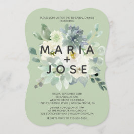 Succulent Greenery Rehearsal Dinner Kaart