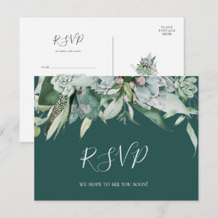 Succulent Greenery   RSVP-kaart voor keuze uit gro Briefkaart