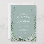 Succulent Greenery | Sage Green All-in-One Weddens Kaart (Voorkant)