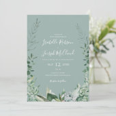 Succulent Greenery | Sage Green All-in-One Weddens Kaart (Staand voorkant)