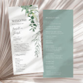 Succulent Greenery Sage Green Flat Wedding Program Programmakaart