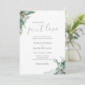 Succulent Greenery | Sage Green Just Love Wedding Kaart (Staand voorkant)