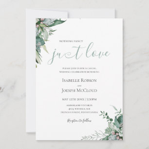 Succulent Greenery   Sage Green Just Love Wedding Kaart
