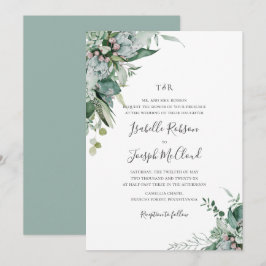 Succulent Greenery Sage Green Monogram Weddenschap Kaart