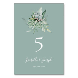 Succulent Greenery | Sage Green Table Number Kaart