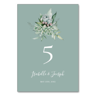 Succulent Greenery   Sage Green Table Number Kaart