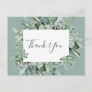 Succulent Greenery   Sage Green Wedding Bedankt Briefkaart