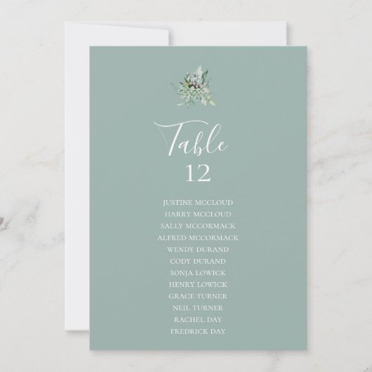 Succulent Greenery Sage Table Number Seating Chart (Voorkant)