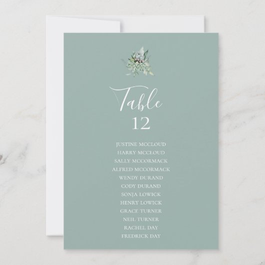 Succulent Greenery Sage Table Number Seating Chart (Achterkant)