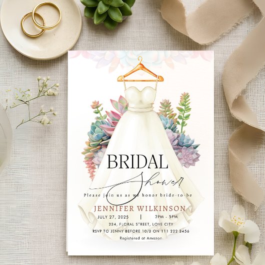 Succulent Greenery Sage Trouwjurk Vrijgezellenfees Kaart