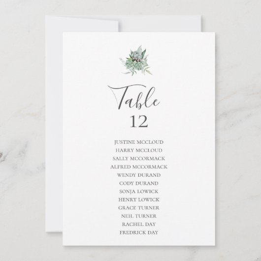 Succulent Greenery | Tabel aantal zitplaatsen (Achterkant)