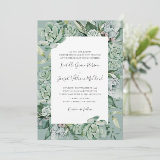 Succulent Greenery | Traditionele standaardnaam Kaart (Staand voorkant)