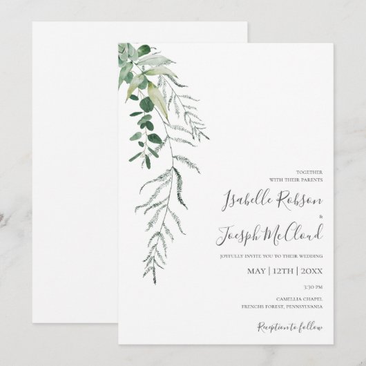 Succulent Greenery | Uitnodiging tot Casual wedden (Voorkant / Achterkant)