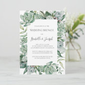 Succulent Greenery | Uitnodiging voor bruiloft Bru (Staand voorkant)