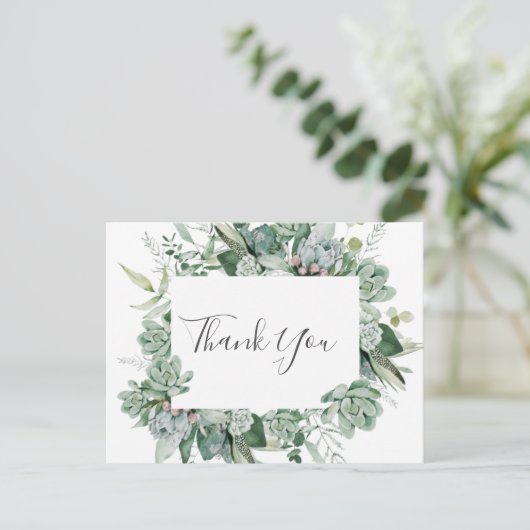 Succulent Greenery | Weddenschap Hartelijk dank Br Briefkaart (Staand voorkant)