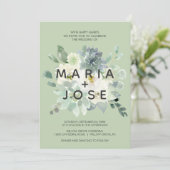Succulent Greenery Wedding Invitation Kaart (Staand voorkant)