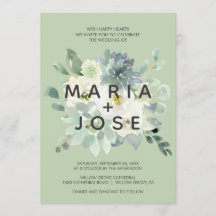 Succulent Greenery Wedding Invitation