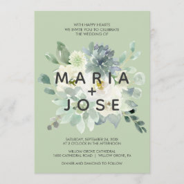 Succulent Greenery Wedding Invitation Kaart