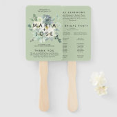 Succulent Greenery Wedding Programme Handwaaier (Voorkant en achterkant)