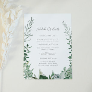 Succulent Greenery Wedding Schedule of Events Kaar Informatiekaartje
