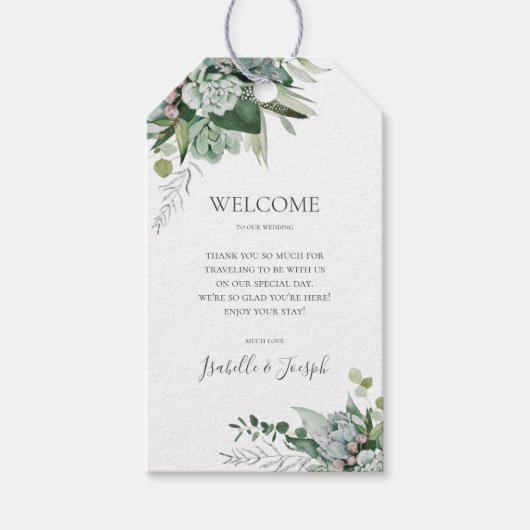 Succulent Greenery | WelkomstcadeLabels voor bruil Cadeaulabel (Voorkant)