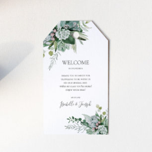 Succulent Greenery WelkomstcadeLabels voor bruil Cadeaulabel