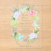 Succulent Greenery Wreath Bridal Shower  Acryl Uitnodigingen (Voorkant)