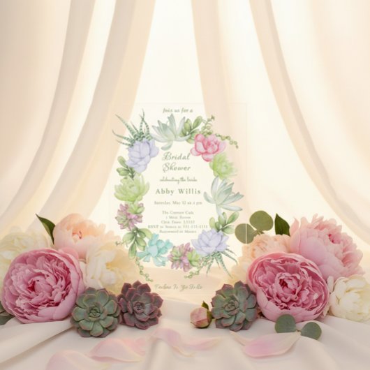 Succulent Greenery Wreath Bridal Shower  Acryl Uitnodigingen