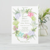 Succulent Greenery Wreath Bridal Shower  Kaart (Staand voorkant)