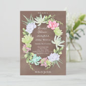 Succulent Greenery Wreath Bridal Shower  Kaart (Staand voorkant)