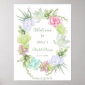 Succulent Greenery Wreath Bridal Shower Welcome Poster (Voorkant)