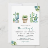 Succulent groen Cactus Pots Alles in één bruiloft Kaart (Voorkant)