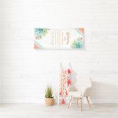 Succulent groen sinaasappel bruiloft kunst welkom  spandoek (Insitu)