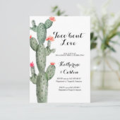 Succulent groen verlovingsfeest cactus kaart (Staand voorkant)