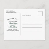 Succulent groen wit roos de datum opslaan foto aankondigingskaart (Achterkant)