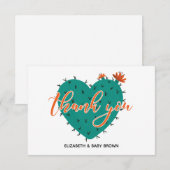 Succulent Heart BabyShower Flat Dank u Bedankkaart (Voorkant / Achterkant)