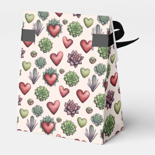 Succulent Heart Waterverf Valentijnsdag Pattern Bedankdoosjes (Achterkant)