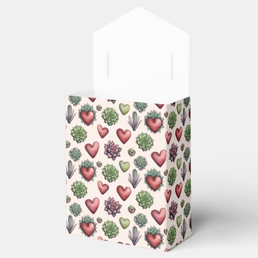 Succulent Heart Waterverf Valentijnsdag Pattern Bedankdoosjes (Geopend)