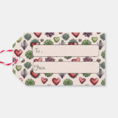 Succulent Heart Waterverf Valentijnsdag Pattern Cadeaulabel (Achterkant Horizontaal)