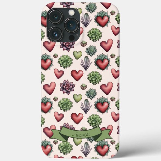 Succulent Heart Waterverf Valentijnsdag Pattern Case-Mate iPhone Case (Achterkant)