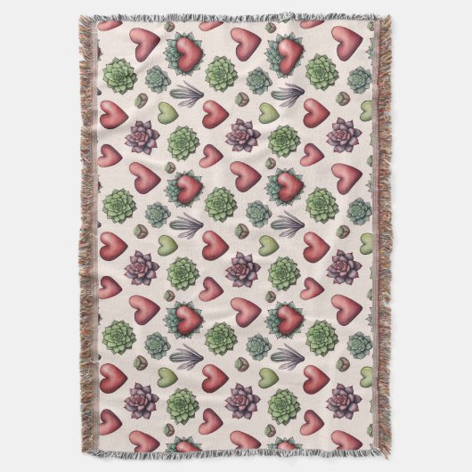 Succulent Heart Waterverf Valentijnsdag Pattern Deken (Voorkant Verticaal)