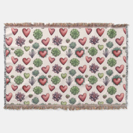 Succulent Heart Waterverf Valentijnsdag Pattern Deken
