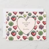 Succulent Heart Waterverf Valentijnsdag Pattern Feestdagenkaart (Achterkant)