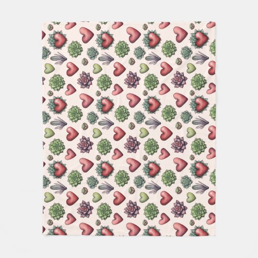Succulent Heart Waterverf Valentijnsdag Pattern Fleece Deken (Voorkant)