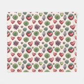 Succulent Heart Waterverf Valentijnsdag Pattern Fleece Deken (Voorkant (Horizontaal))