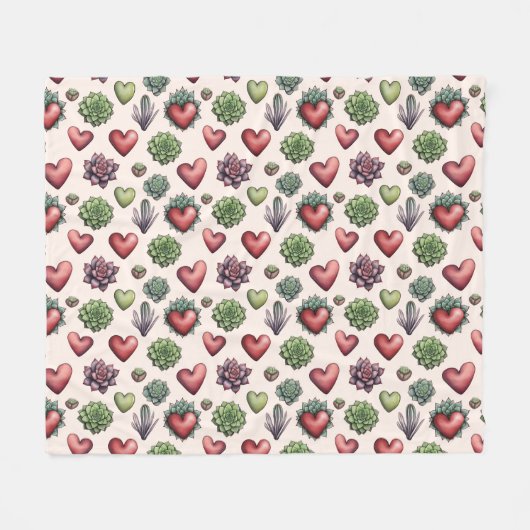 Succulent Heart Waterverf Valentijnsdag Pattern Fleece Deken (Voorkant (Horizontaal))