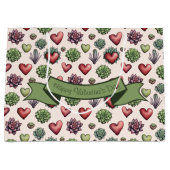 Succulent Heart Waterverf Valentijnsdag Pattern Groot Cadeauzakje (Voorkant)