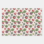 Succulent Heart Waterverf Valentijnsdag Pattern Inpakpapier Vel (Voorkant)