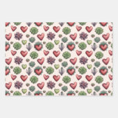 Succulent Heart Waterverf Valentijnsdag Pattern Inpakpapier Vel (Voorkant)